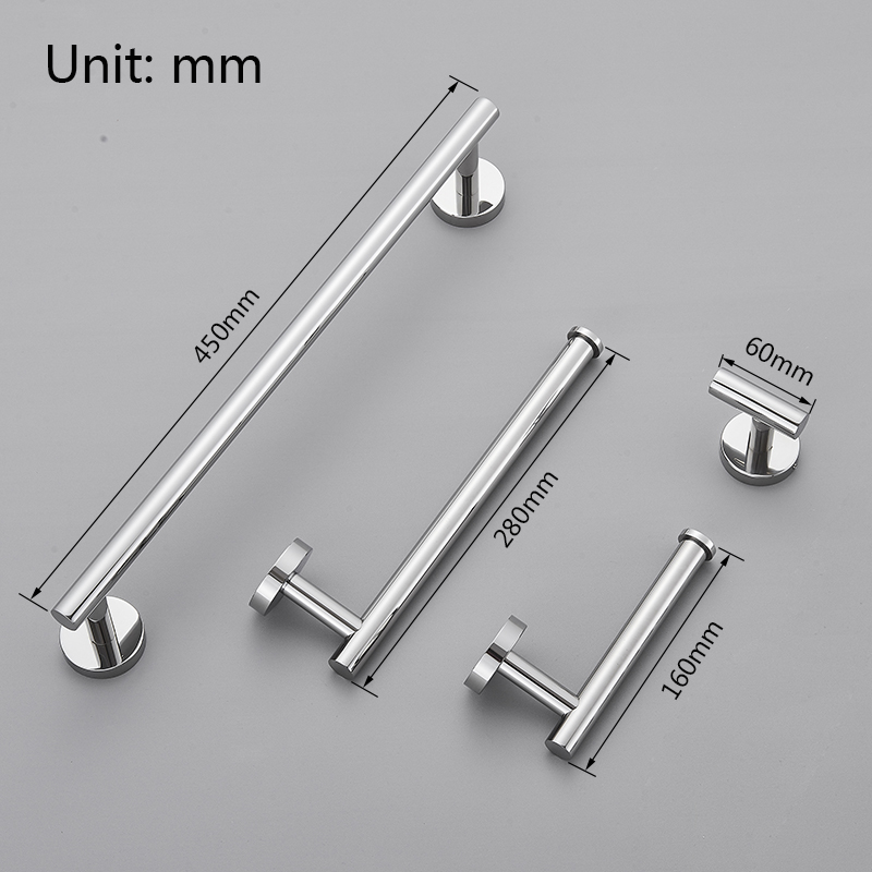 Badkamer Hardware Set Ronde Handdoek Bar Toiletpapier Houder Handdoek Ring Robe Haak Rvs Opknoping Rack Diy, Chroom/Zwart