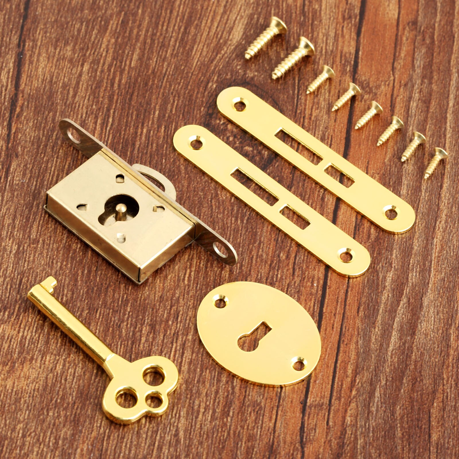 5 stk /1 sæt guld klassisk lås zink legering opdelt nøglekontakt skuffe garderobeskab skab antik vintage møbler hardware