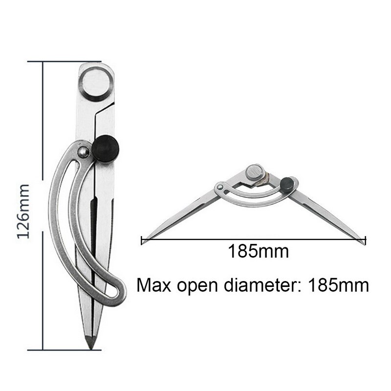 Adjustable Scriber Wing Divider Carbon Steel Pencil Marking Compasses-Circle Maker For Craftsman Architect Student: 126mm