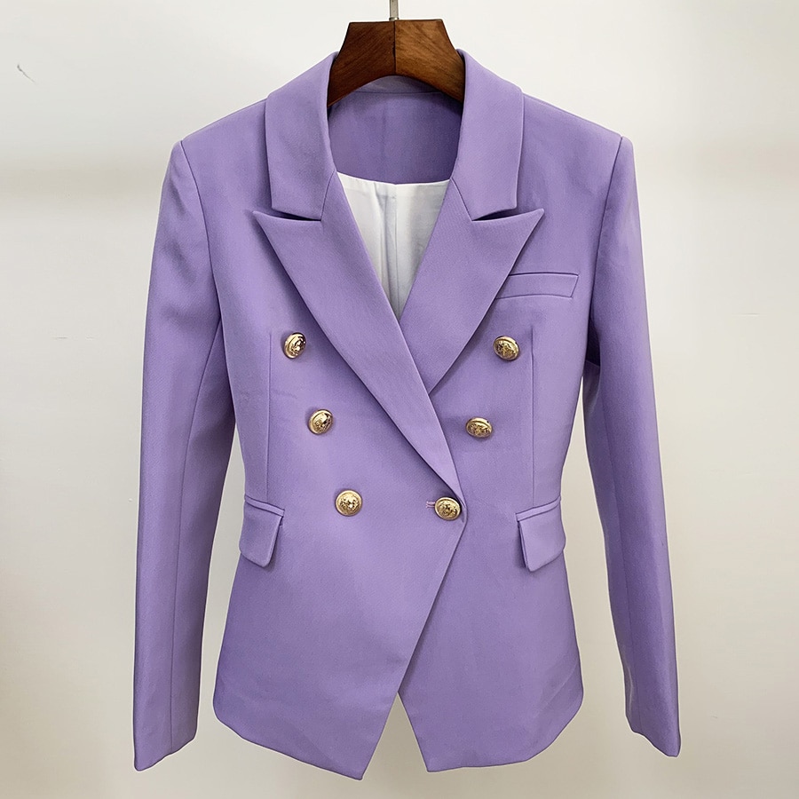 High street blazer dame dobbeltradet løveknapper slim fit lækker lilla blazer jakke: Lavendel / L