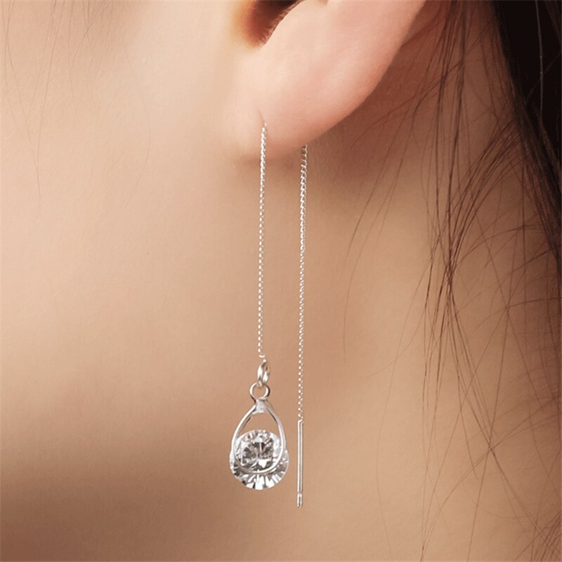Lange Verzilverd Crystal Leaf Tassel Oorbellen Voor Vrouwen Wedding Sieraden: YY