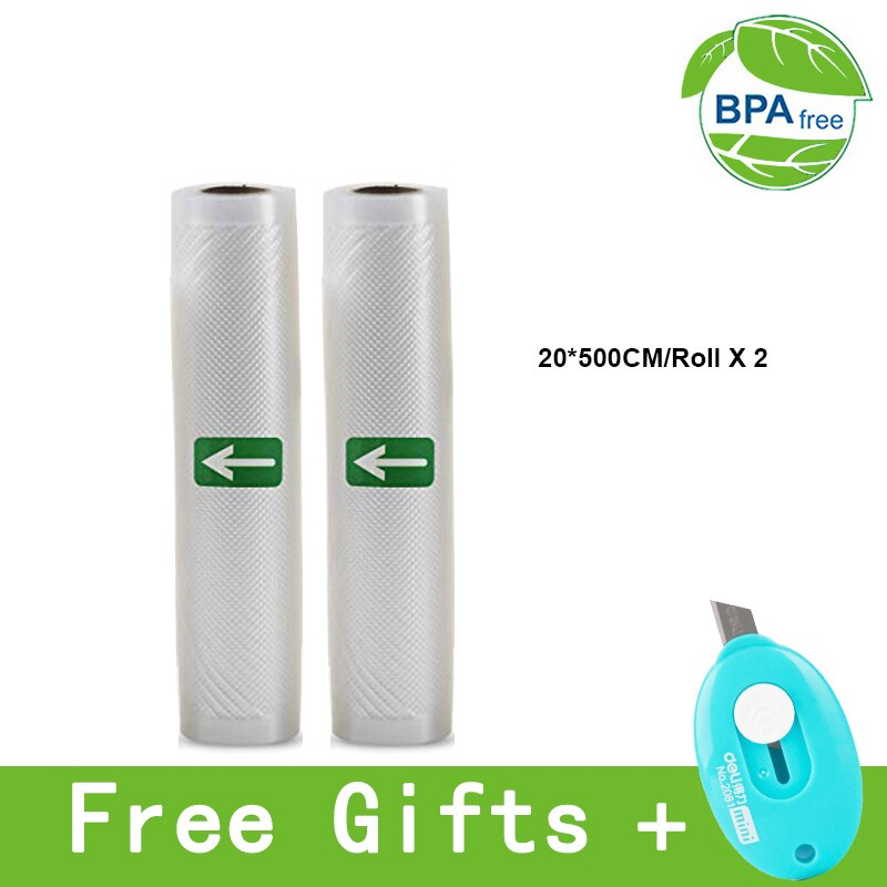 Vacuum bags for food Vacuum Sealer Storage Bags 12/15/20/25/28cm*500cm For Vacuum packing Sealer 5 Rolls/Lot: 20X500cm 2 roll