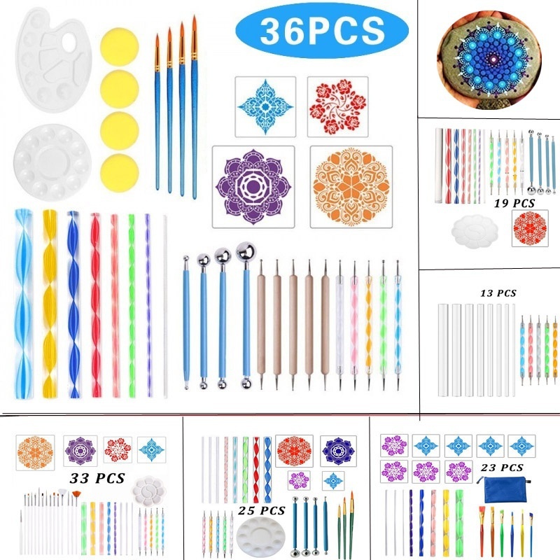 36/33/25/23/19/13PCS Mandala Dotting Tools for Painting Rocks Mandala Painting Dotting Stencil Dot Mandala Kit