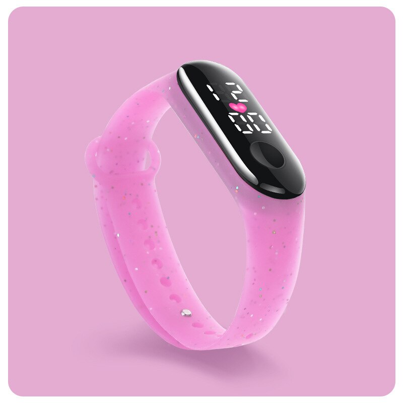 Reloj deportivo para niños y adolescentes, pulsera Digital Led ultraligera con correa de silicona, resistente al agua, Unisex: love Rose