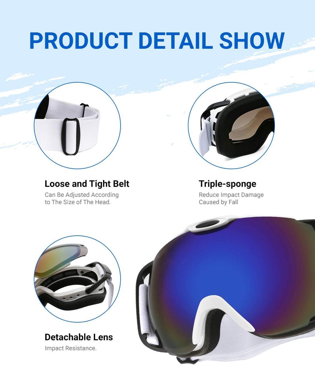 Lente dupla óculos de esqui anti-nevoeiro uv400 para esportes ao ar livre óculos de esqui neve snowboard óculos de proteção homem mulher