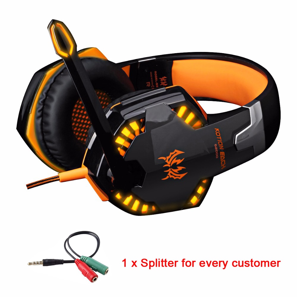 ELKE G2000 Stereo Gaming Headset voor PS4 Diepe Bas Computer Game Hoofdtelefoon Oortelefoon met LED Licht Mic + 3200PDI Pro gaming Muis