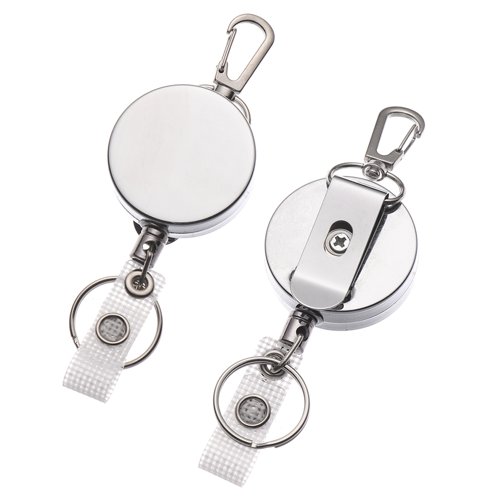 Retractable Pull Ring ID Lanyard Name Card Holder Reverse Label Reel Belt Clip Metal Metal Shell Covers