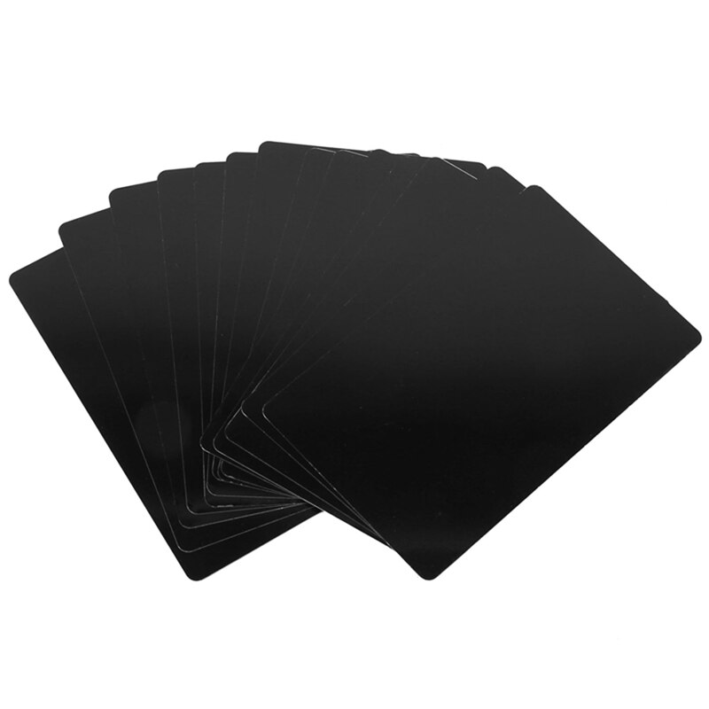 ! Tarjeta de aleación de aluminio negra de 100 piezas, tarjeta de visita de Metal grabada en blanco, grosor de 0,2 Mm