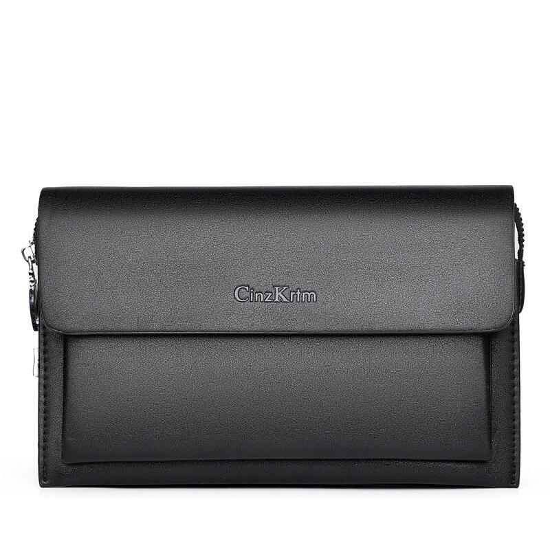 Pochette de jour à serrure codée pour hommes, sac à main antivol de grande capacité, Long portefeuille pour téléphone iPad, mini support, noir et marron: Black 1