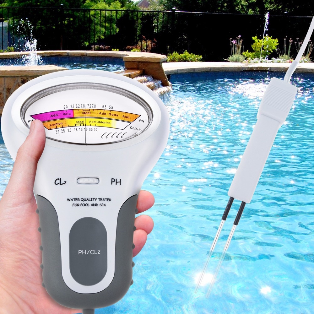 Bærbar digital skærm ph vandtester meter analyse klor swimmingpool test kit