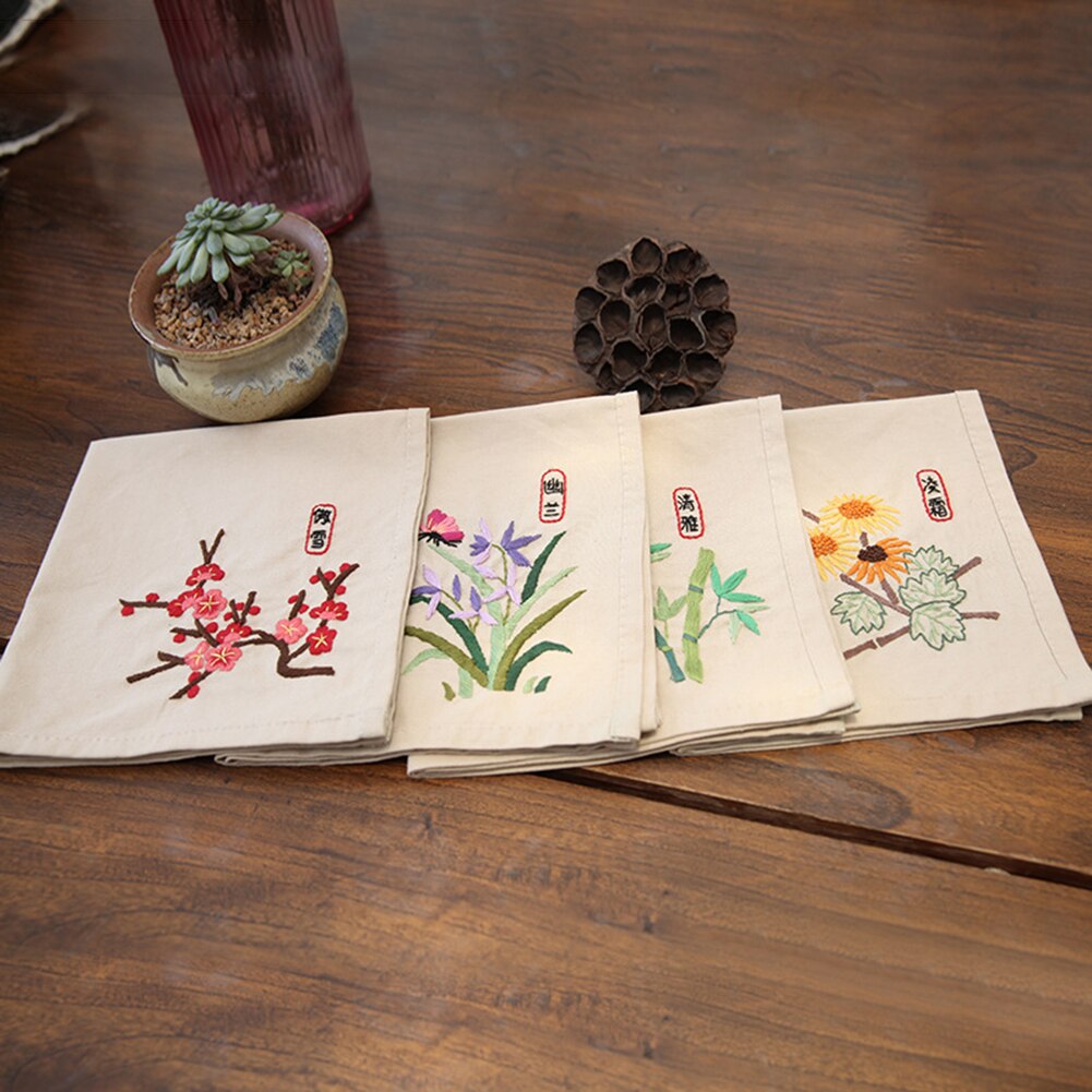 Handkerchief Flowers Plants Pattern Needlework Crafts Stamped Embroidery Sets DIY Retro Package Flowers Accessories