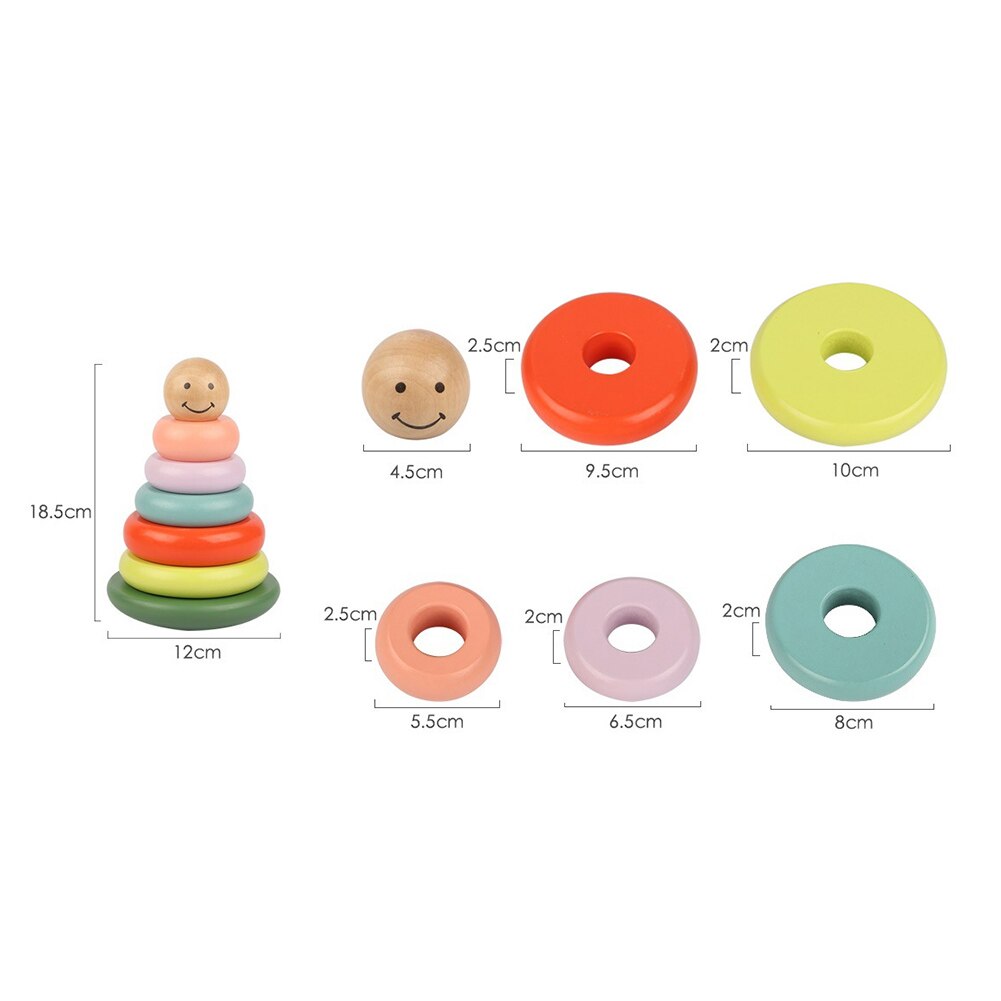 freundlicher Holz Stapeln Ringe Regenbogen Becher Puzzle Spiel Früh Pädagogisches Spielzeug