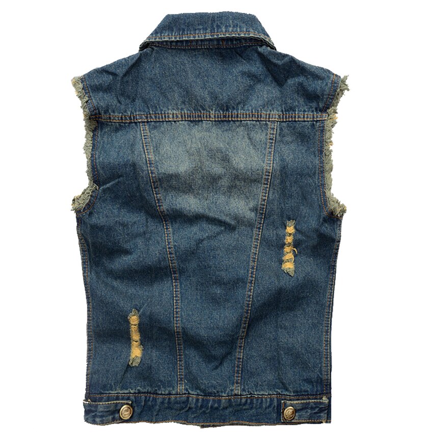Gescheurde spijkerjas heren denim vest 5xl 6xl jeans vest heren cowboy merk mouwloze jas heren tanktop
