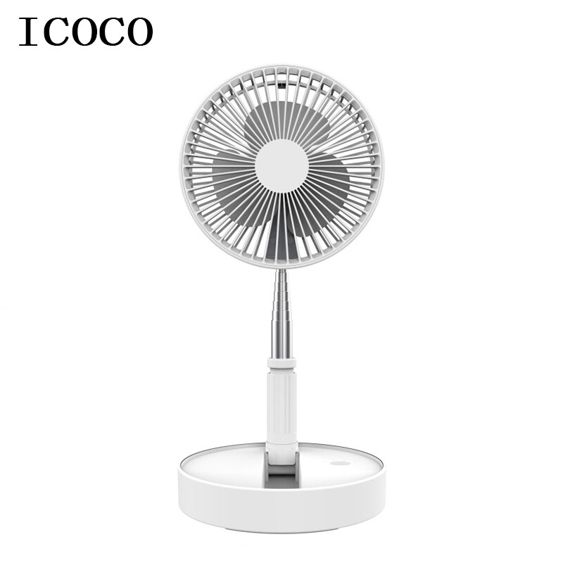 folding telescopic mini fan USB rechargeable student portable small electric dormitory bed office desktop large wind battery: white