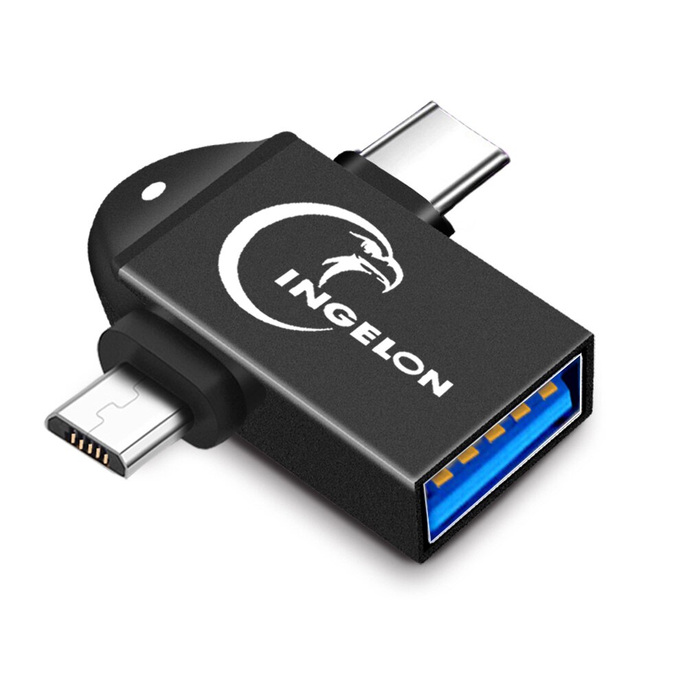 INGELON 2 in 1 OTG Converter USB 3.0 to Micro USB and Type C Adapter USB3.0 OTG Adapter Converter Data Mobile Phone Adapter