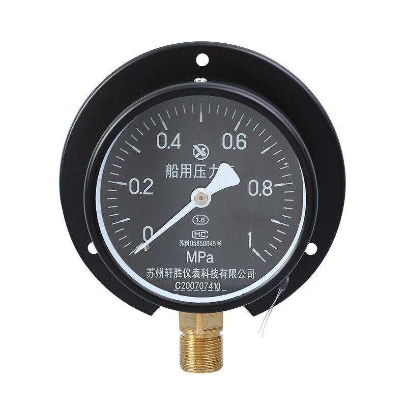 YC-100T Radial belt back side Marine pressure gauge Marine luminous pressure gauge Suzhou Xuansheng Instrument