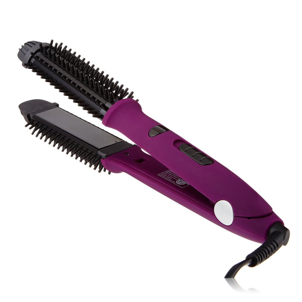 450F Ceramic Steam Hair Straightener with Argan Oil Infusion Steam Flat Iron Ceramic Vapor Fast Heating Iron: Purple / EU
