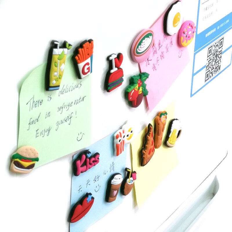 1Pcs Leuke Voedsel Magneten Home Decor Pizza Gepocheerd Ei Donut Bier Koelkast Magneten Memo Magnetische Stickers Souvenir
