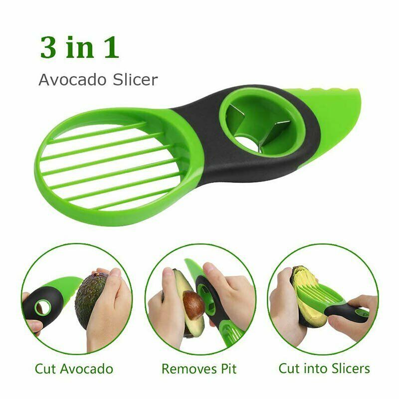 3 In 1 Avocado Slicer Peeler Cutter Gereedschap Multifunctionele Fruit Splitter Plastic Mes Dunschiller Scoop Separator Tool Keuken Gadget
