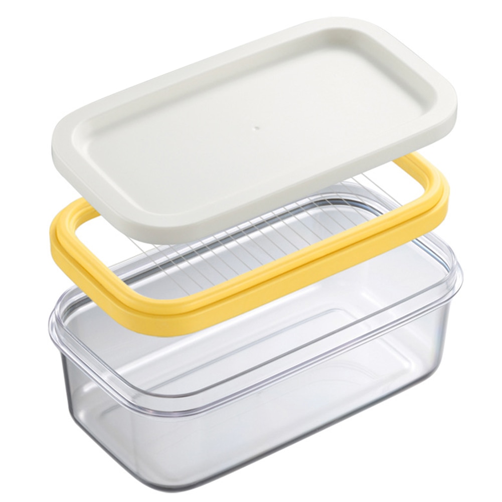 Butter Cheese Cutter Box with Lid Cutting Container Rectangle Food Storage Box Kitchen Cheese Container Keeper
