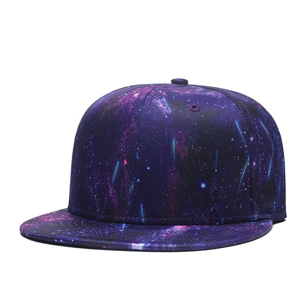 Quanhaigou Snapback Hip Hop Hat ,Purple Galaxy 3D Printed Dad Plaid Flat Bill Brim Adjustable Baseball Cap Men Women Trucker Hat: Purple