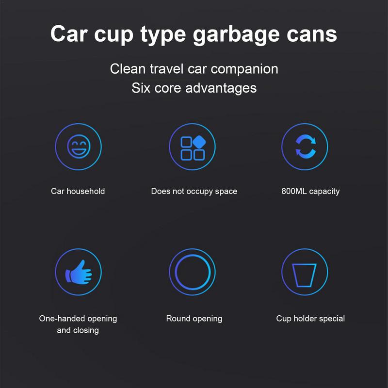 Cubo de basura para coche, portavasos, contenedor a prueba de fugas, bloqueo de olores, organizador de basura impermeable