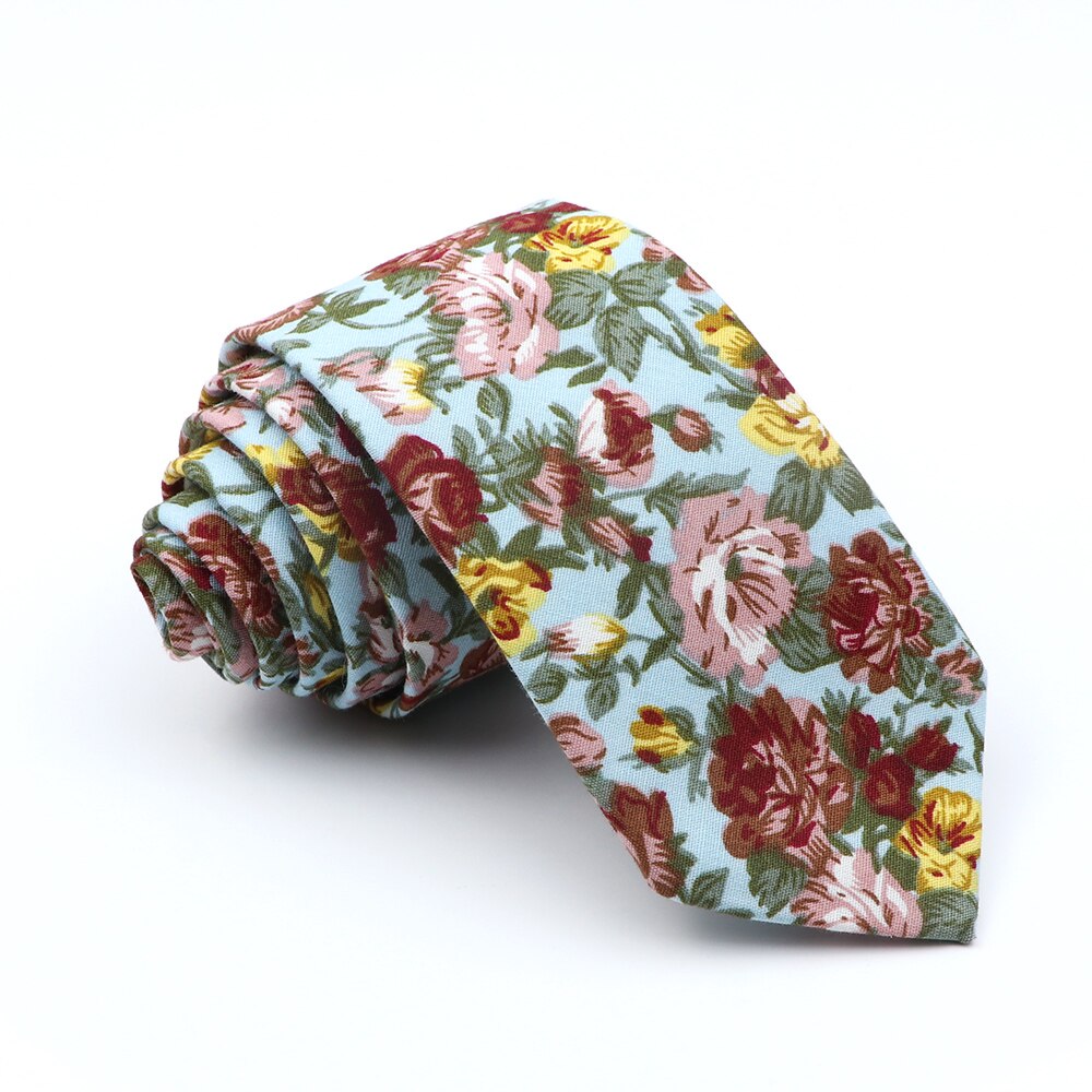 Cotton Floral Tie For Men Women Skinny Print Necktie For Wedding Casual Man's Neckties Classic Suits Flower Cravat: Brown