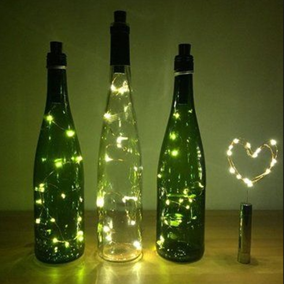 1M 2M Copper Wire Garland Bottle Stopper led fairy lights For Glass Craft LED string lights Wedding Christmas Birthday Decoratio
