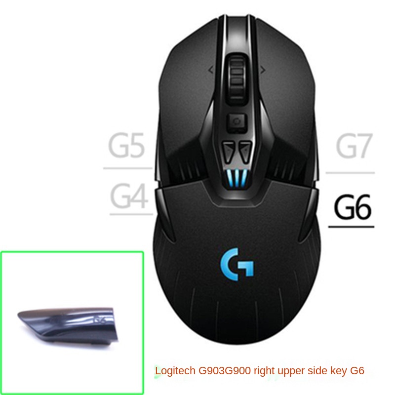 Accesorios para ratón Logitech G903/G900, receptor de botón lateral, contrapeso, cubierta trasera, cable USB, adaptador de rodillo, almohadilla de pie, juego completo: G903G900 G6