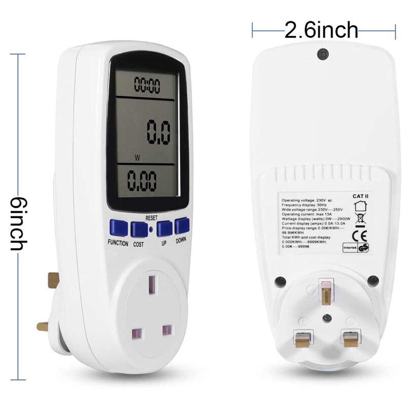 Power Analyzer Energy Meter Measuring Socket Digital Power Meter Wattmeter Watt Monitor Electricity Consumption Analyzer Monitor