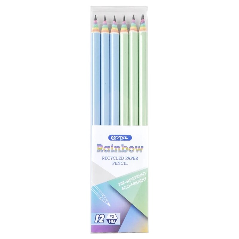 YHSMTG Paper Rainbow HB Pencils Writing Student Write Stationery for School and Office Supplies 12Pcs/Box: 1 box