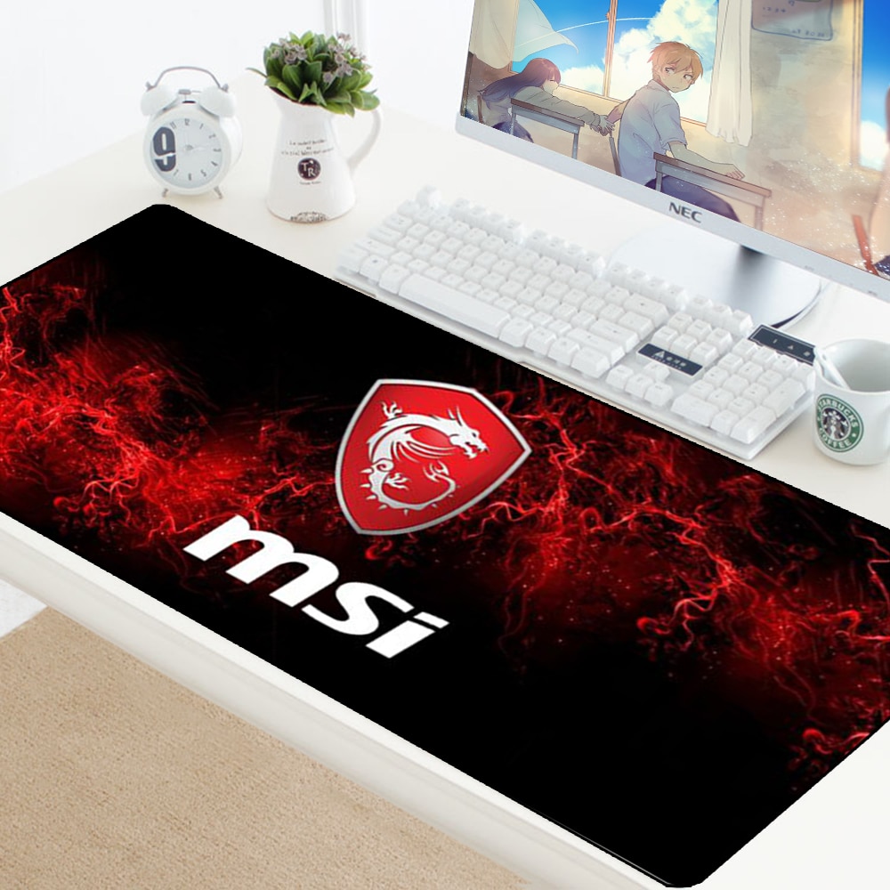 Alfombrilla de ratón grande XXL MSI, antideslizante, de goma, para teclado, ordenador portátil, velocidad, ratón de escritorio: 5 / Size 800x300x2 mm