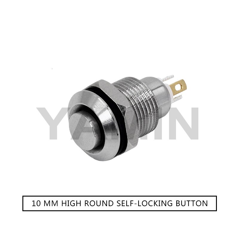 10mm Metal Push Button Switch Momentary Reset / Latching Lock Waterproof One Normally Open Ultra Small Miniature High Head: Latching(Locking)