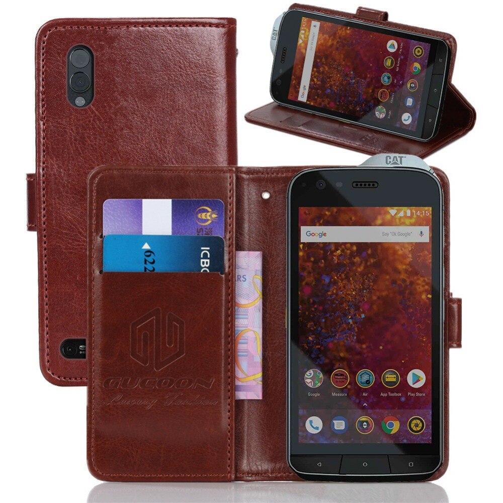 GUCOON Vintage Wallet Case voor Caterpillar Cat S61 S60 PU Leer Klassieke Boek Flip Cover Magnetische Mode Gevallen