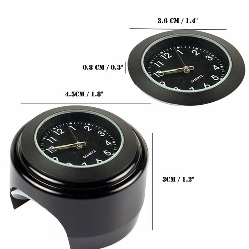 Luminous Clock Motorcycle Handlebar Mount Waterproof Timetable for Bicycle Scooter Modified Watch Accessories Black Silver