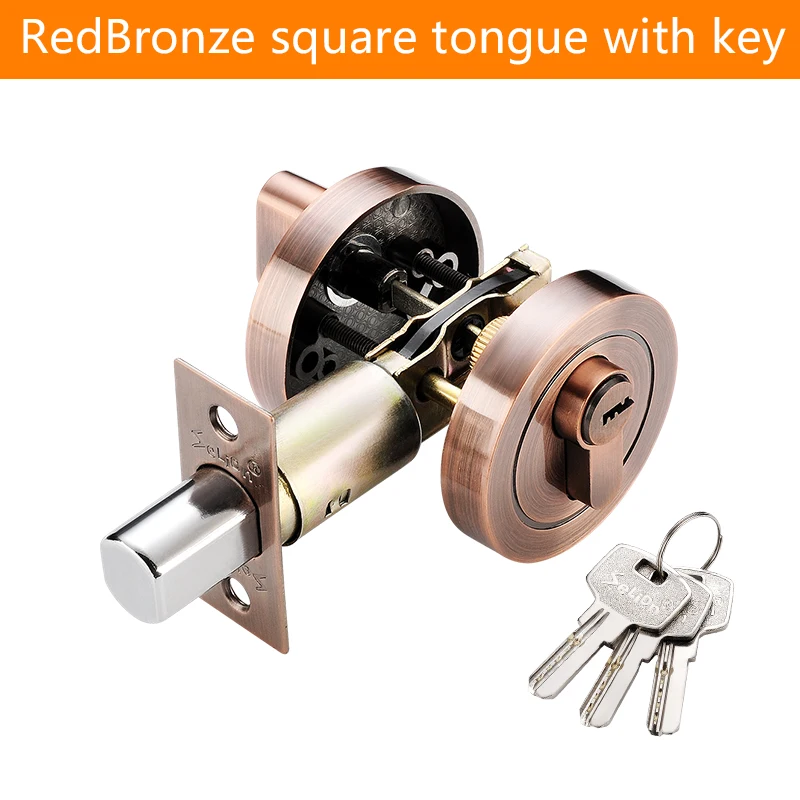 Invisible Door Lock With Key Indoor Bedroom Household Door Bolt Round Lock Wooden/Iron Door Universal Anti-theft Safety Locks: Bronze