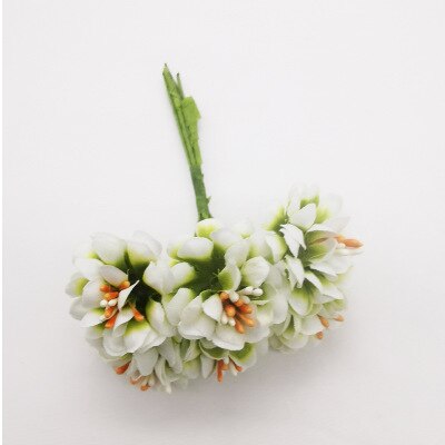 6 STUKS Geschenkdoos Scrapbooking Anjer Kunstbloemen Zijde Boeket Voor Bruiloft Decoratie Party DIY Krans Craft Nep Bloem: Groen