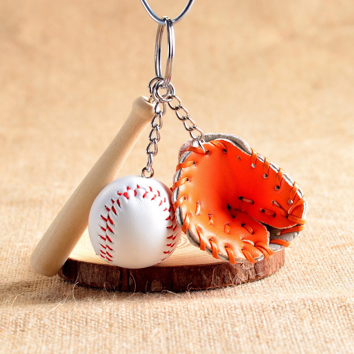 1 pc ZARSIA Mini béisbol hecho a mano recuerdo base Linda bola llavero clave cadena para deportes coche llavero para bicicleta de la novedad