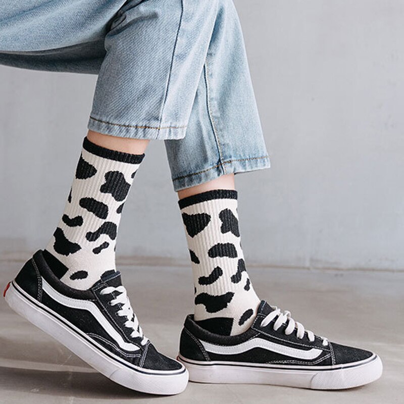 2/1Pairs Women Socks Zebra Stripe Pattern Harajuku Female Causal Socks Autumn Winter Black&amp;White Leopard Socks