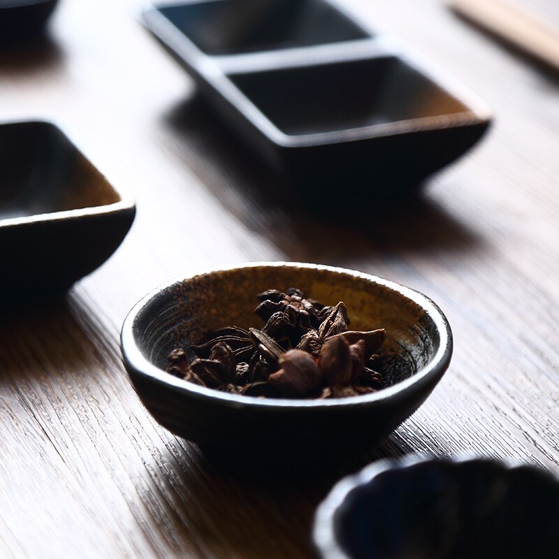 Japanese Style Ceramic Sauce Dish Round Square Household Hotel Small Dish Seasoning Soy Sauce Dish Tableware