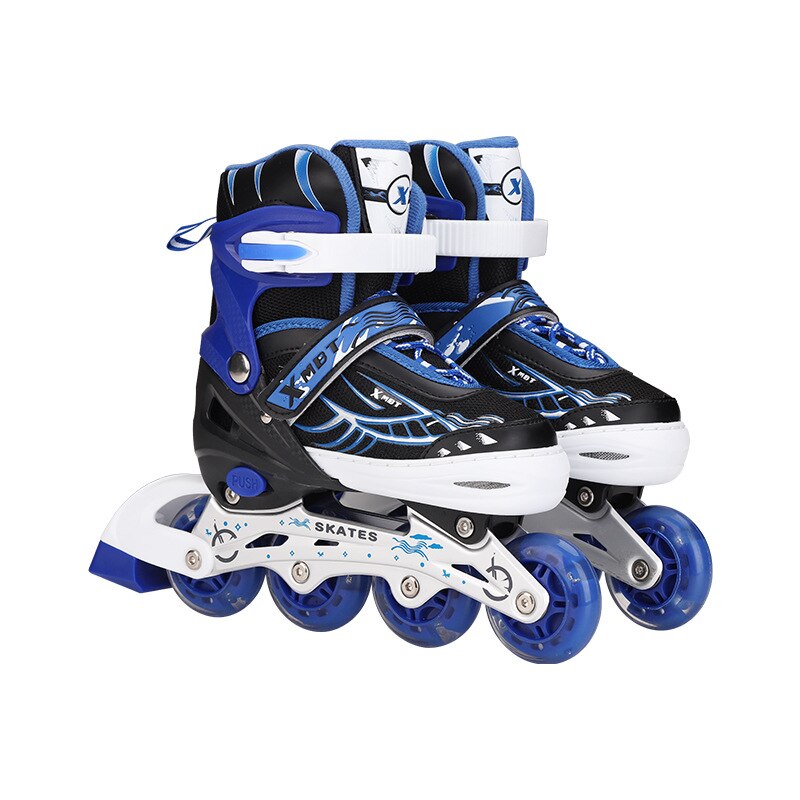 Kinderen Inline Skates Rolschaatsen Rollen Outdoor Beginner 4 Wielen Abec-5 Met Staart Brake Jongens Meisjes Unisex Wielen Schoenen: blue full flash / l size 38-41