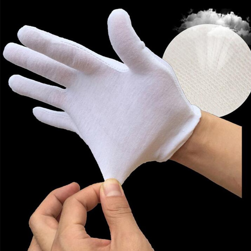 24PCS Weiß Baumwolle Handschuhe Neue Volle Finger Für Männer Frauen Arbeits Etikette Kellner/Treiber/Schmuck/Arbeiter handschuhe Schweiß Handschuhe