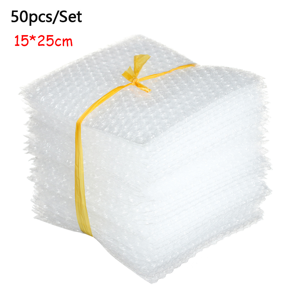 50 Stuks Plastic Beschermende Wrap Envelop Witte Bubble Foam Verpakking Zakken Pe Clear Bubble Tas Schokbestendige Tas Dubbele Film Demping: 15x25cm