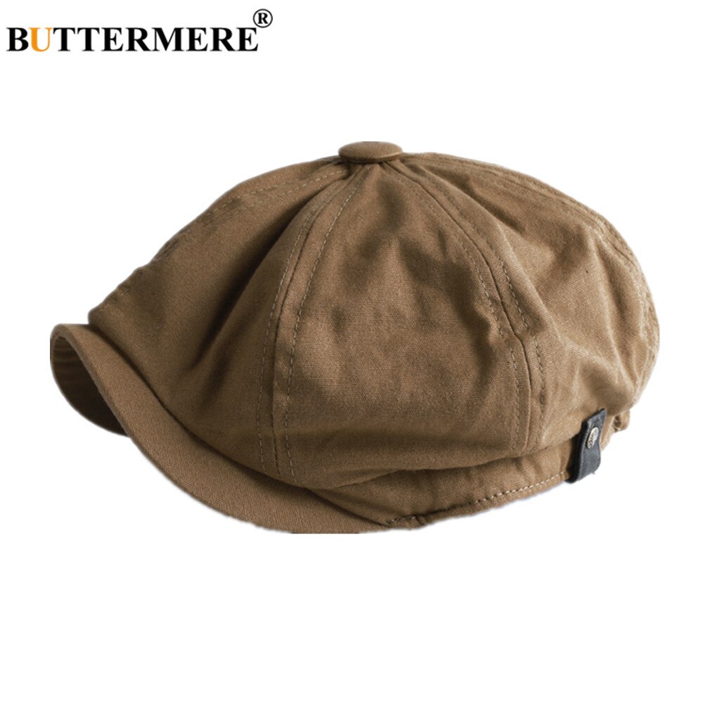 BUTTERMERE Men Newsboy Cap Vintage Cotton Octagonal Ascot Cap Buck Ham Black Male Spring Summer Ivy Flat Cap