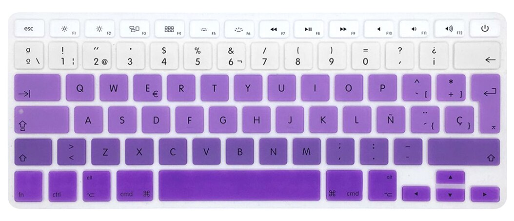 HRH UK/EU ESP Slim Spanish Gradient Rainbow Silicone Keyboard Cover Keypad Skin Protector For Macbook Air Pro Retina 13 15 17: Gradient Purple
