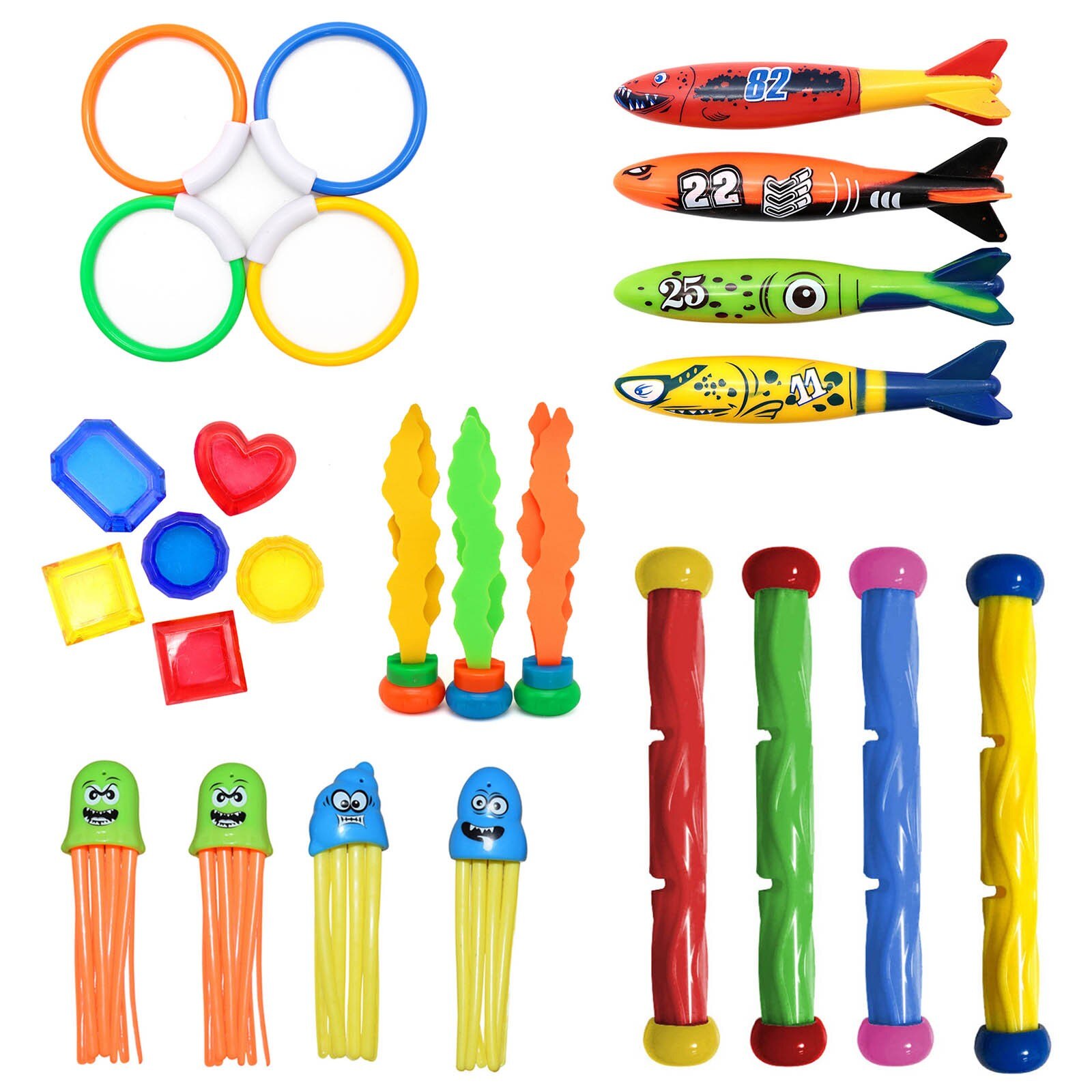 Set di giocattoli per piscina subacquea per immersioni subacquee gioco subacqueo anello per pesci piscina giochi d&#39;acqua Set regalo per allenamento giocattoli per bambini: R