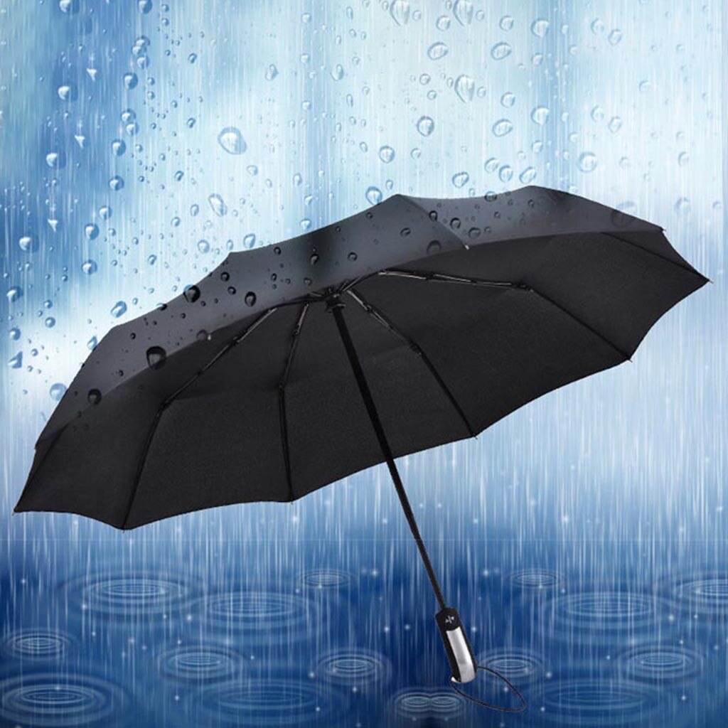 Paraguas automático a prueba de viento de lujo negro resistente al viento plegable compacto paraguas hombres/mujeres paraguas de lluvia