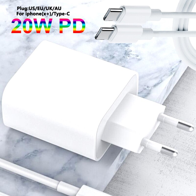 PD 20W USB-C Power Adapter Charger US EU Plug QC4.0 20W Smart Phone Fast Charger for iPad Pro Air iPhone 12 mini 11 Pro Max Xs X