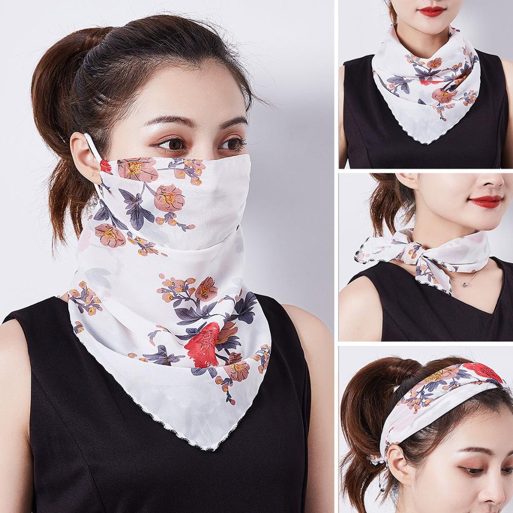 Rooxin Women Face Scarf Bandana with Ear Loops Outdoor Sport Cycling Face Mask Sun Protection Mask Neck Scarf for Hiking Camping