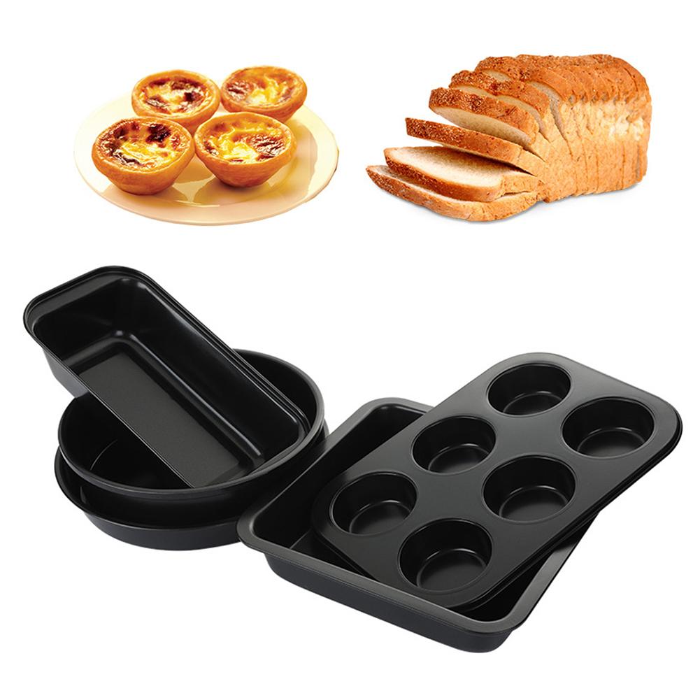 5Pcs Carbon Staal Non-stick Bakken Pan Set Verwijderbare Bodem Cakevorm + Pizza Lade + Toast Doos + Vierkante Lade + Cakevorm Taart Tools